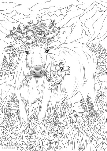 Cow in Flowers